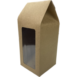 Caja Kraft Tipo Bolsa con Mica [9x9x21cm] (25 Unidades)