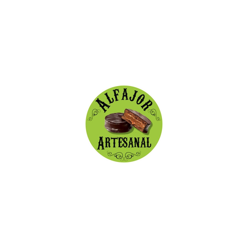 Rollo Etiqueta Alfajor Artesanal Verde Limon