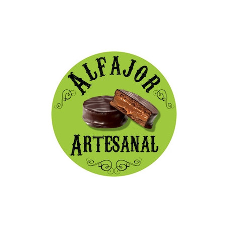 Rollo Etiqueta Alfajor Artesanal Verde Limon