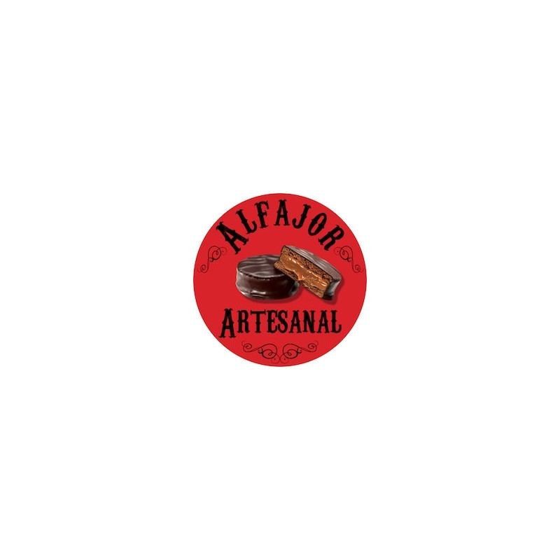 Rollo Etiqueta Alfajor Artesanal Rojo