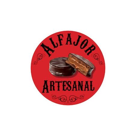 Rollo Etiqueta Alfajor Artesanal Rojo