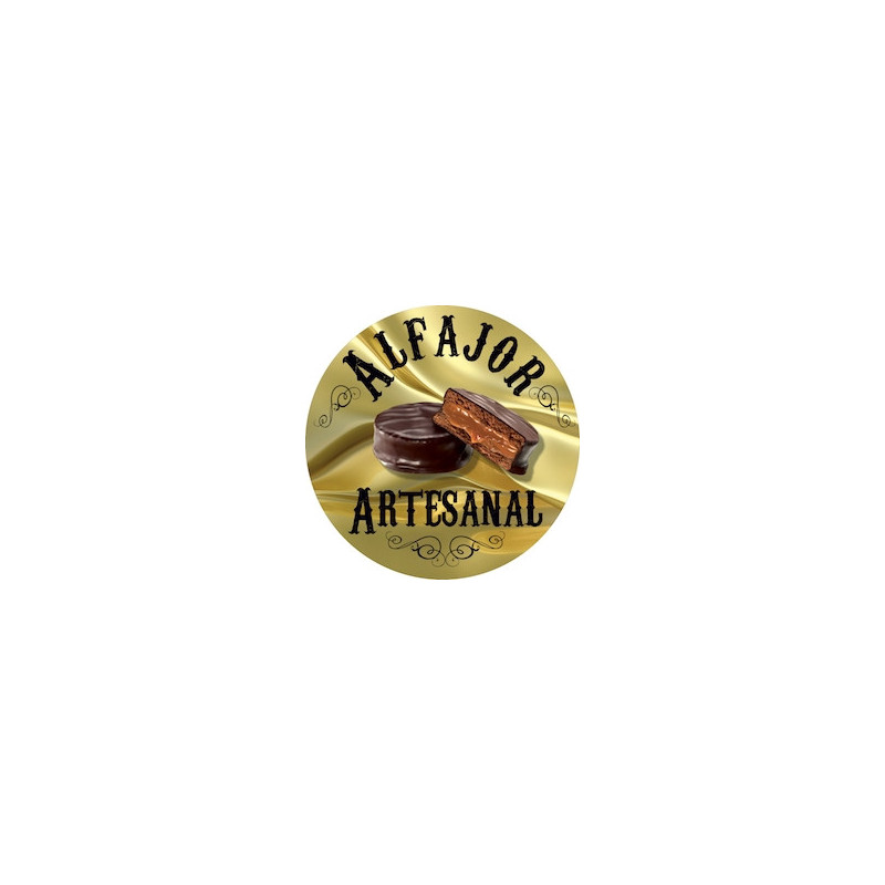 Rollo Etiqueta Alfajor Artesanal Dorado