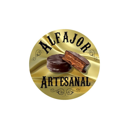 Rollo Etiqueta Alfajor Artesanal Dorado