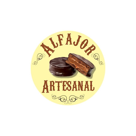 Rollo Etiqueta Alfajor Artesanal Beige