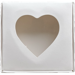 Caja Blanca 10X10 con Mica Corazón (50 Unidades)