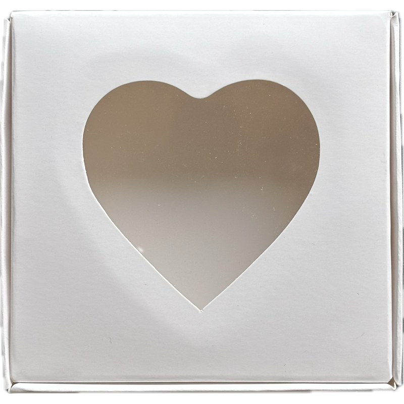 Caja Blanca 10X10 con Mica Corazón (50 Unidades)