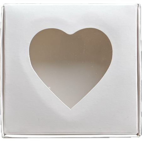 Caja Blanca 10X10 con Mica Corazón (50 Unidades)