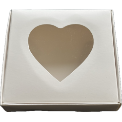 Caja Blanca 10X10 con Mica Corazón (50 Unidades)
