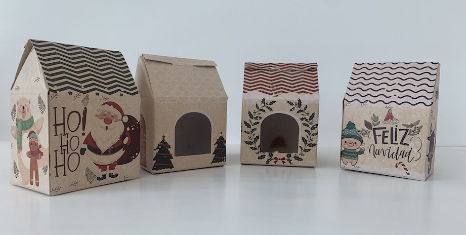 Cajas tipo Casa de Navidad con Mica